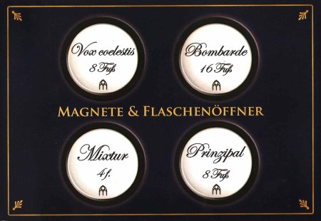 Orgelregister Magnete mit Flaschenöffner